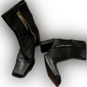 Italian square-toed boots. So chic.